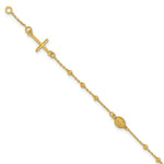 Leslie's 14K Polished Beaded Cross w/.5in ext. Rosary Bracelet - Product Photo