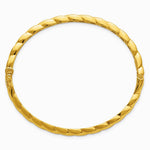 14K Yellow Gold Polished Grooved Hinged Bangle - Product Photo