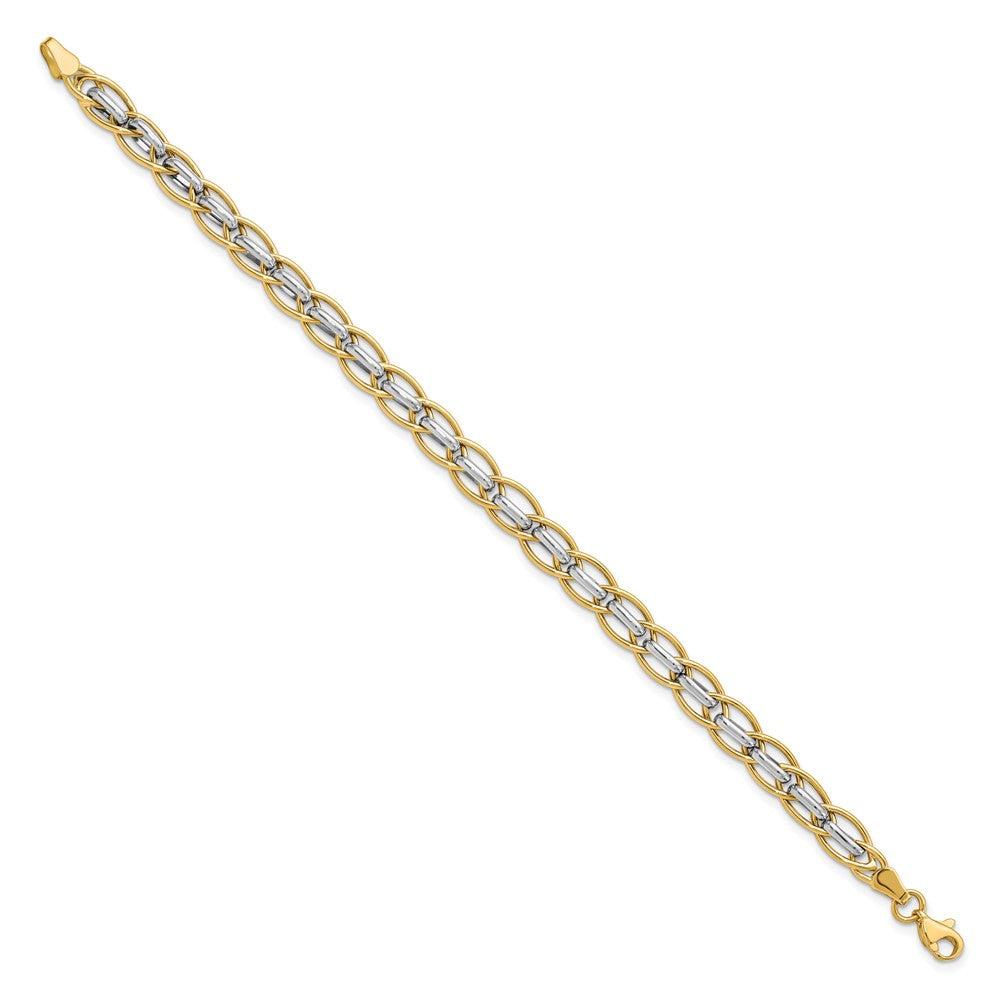 14K Two-tone Polished Fancy Link Bracelet - Product Photo