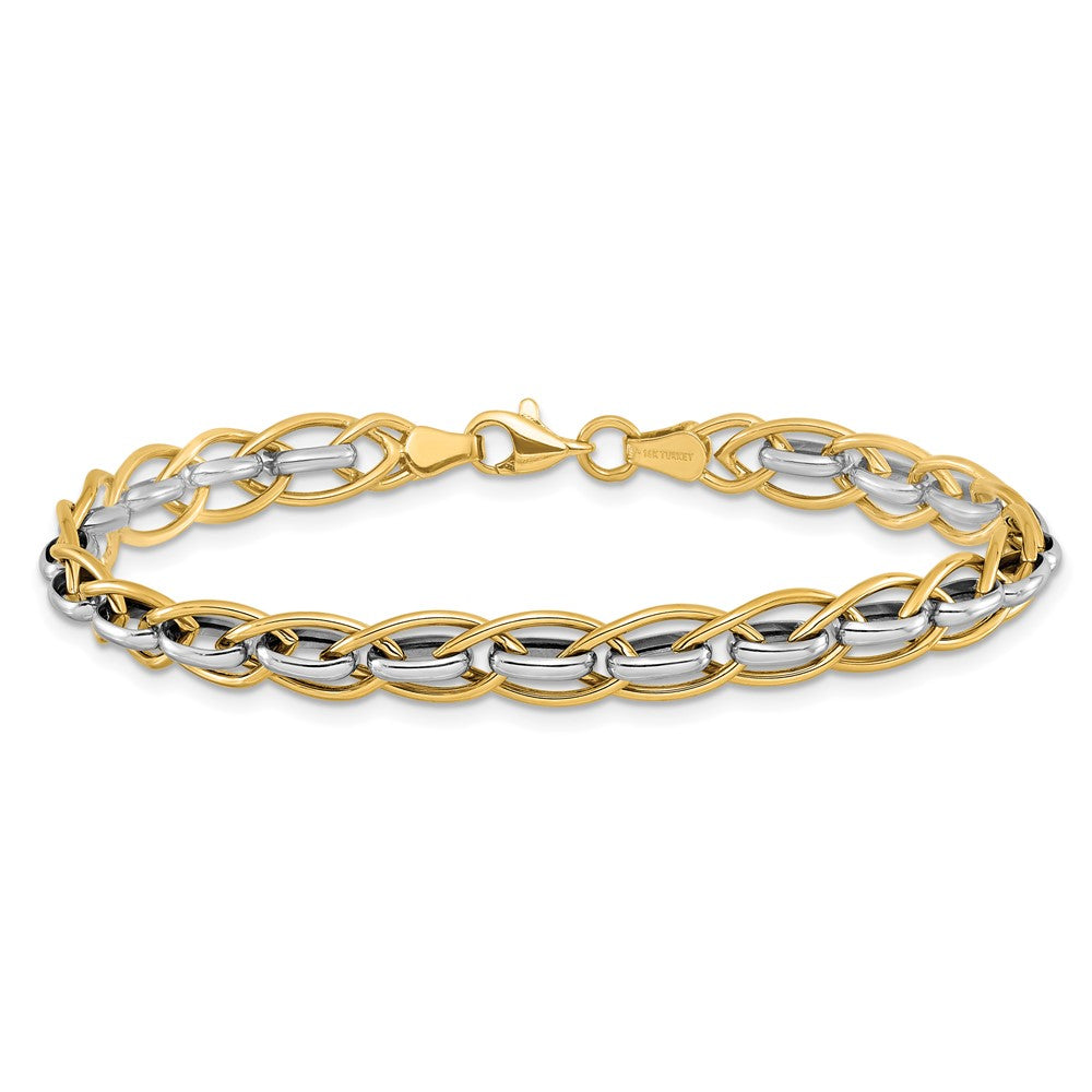 14K Two-tone Polished Fancy Link Bracelet - Product Photo