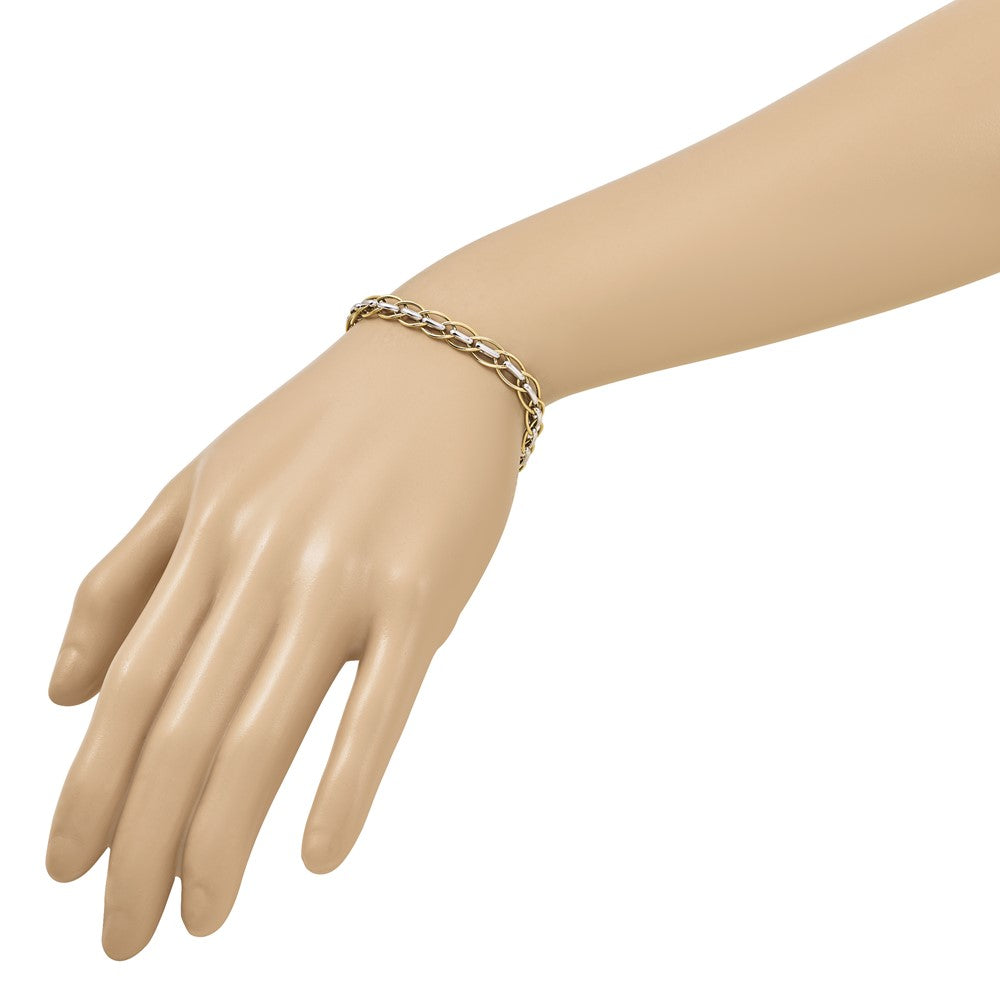 14K Two-tone Polished Fancy Link Bracelet - Product Photo