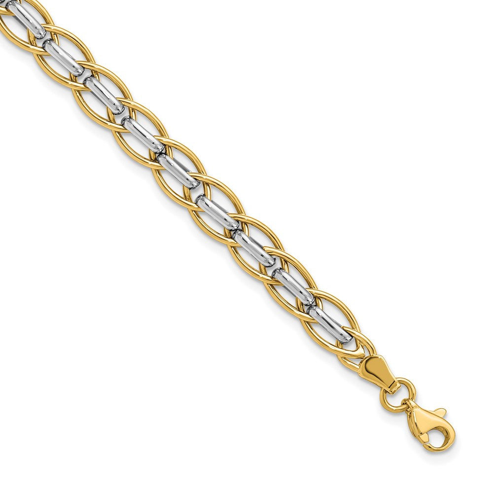 14K Two-tone Polished Fancy Link Bracelet - Product Photo