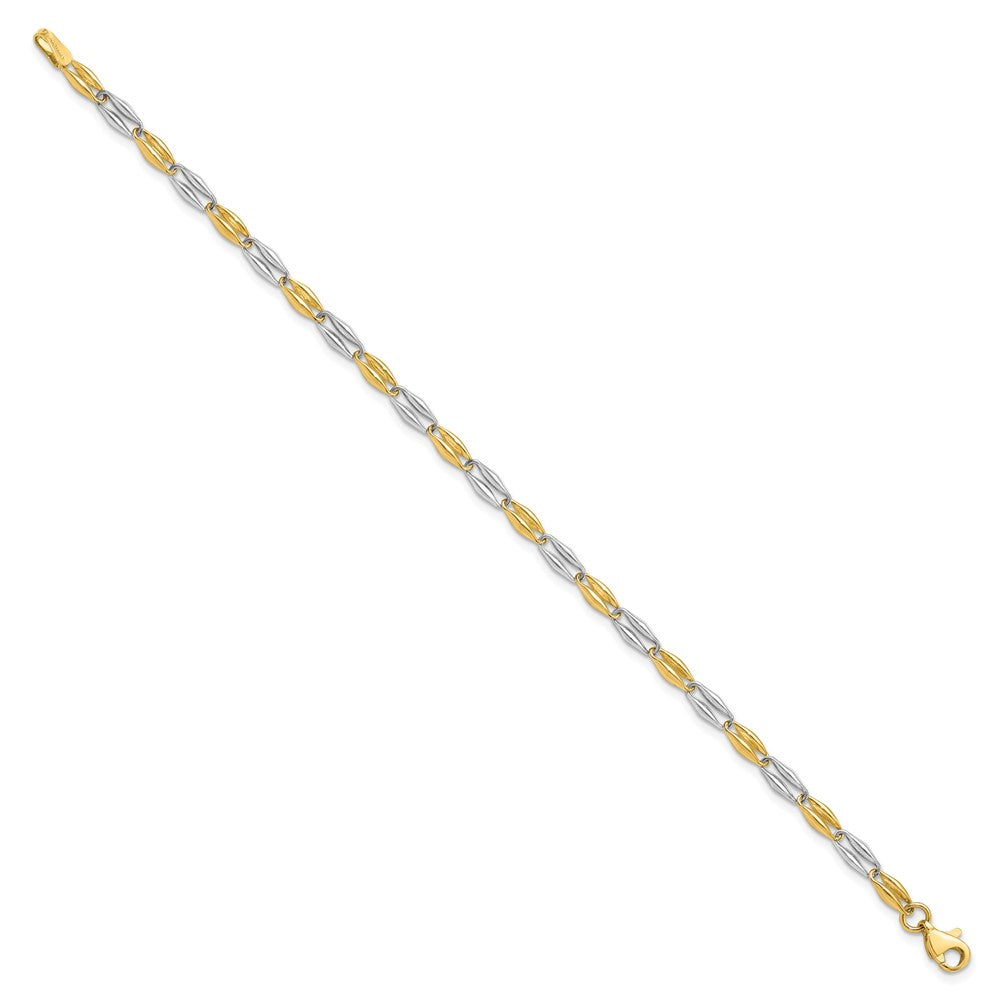 14K Two-tone Polished Fancy Link Bracelet - Product Photo