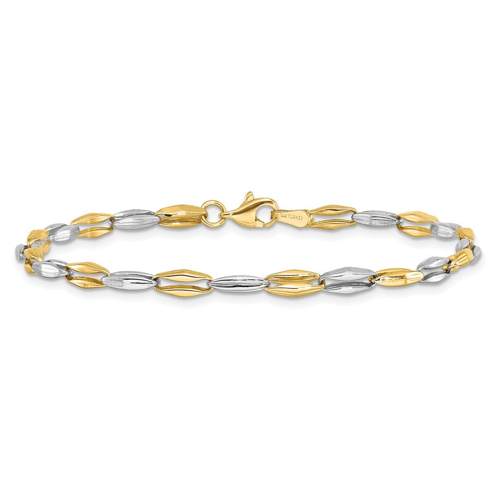 14K Two-tone Polished Fancy Link Bracelet - Product Photo