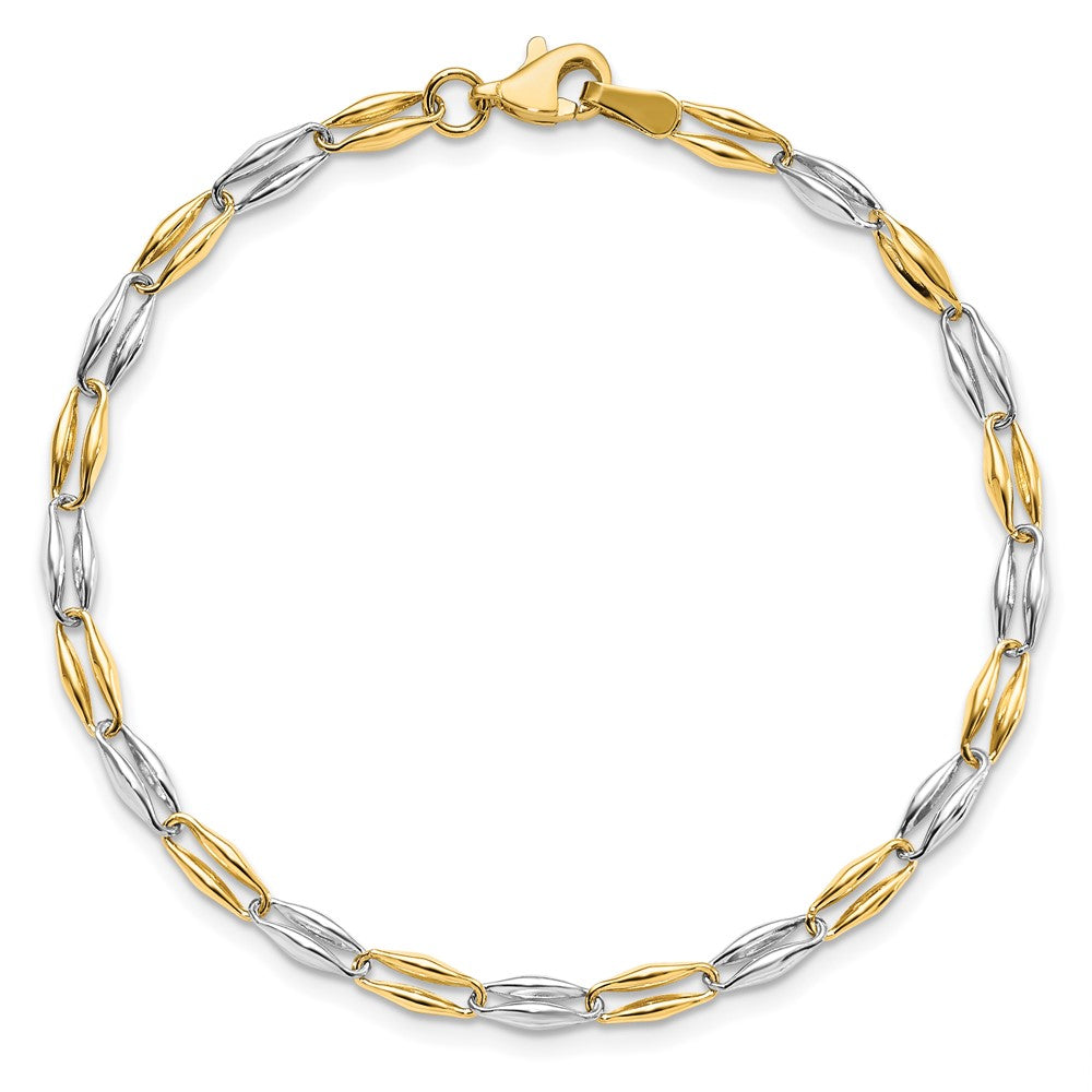 14K Two-tone Polished Fancy Link Bracelet - Product Photo