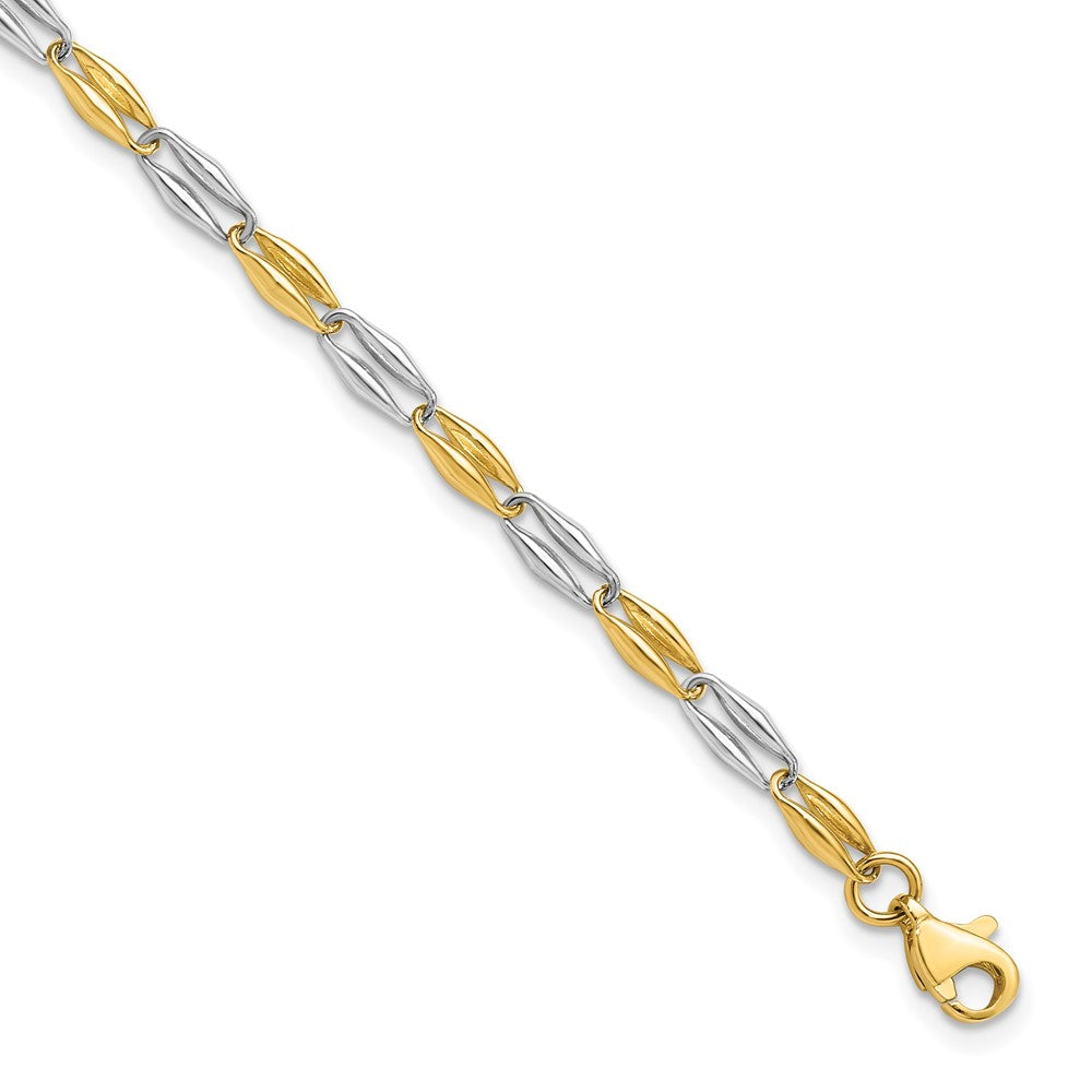 14K Two-tone Polished Fancy Link Bracelet - Product Photo