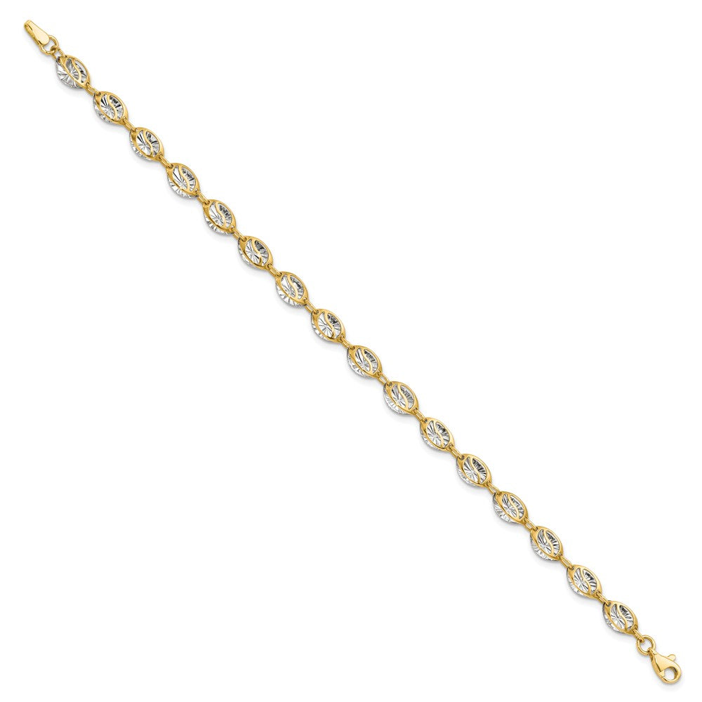 Leslie's 14K w/White Rhodium Polished and D/C Bracelet - Product Photo