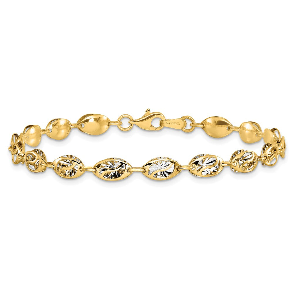Leslie's 14K w/White Rhodium Polished and D/C Bracelet - Product Photo