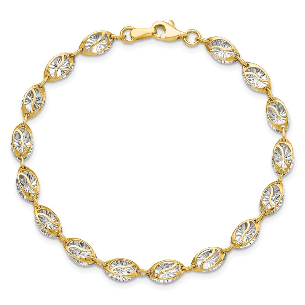 Leslie's 14K w/White Rhodium Polished and D/C Bracelet - Product Photo