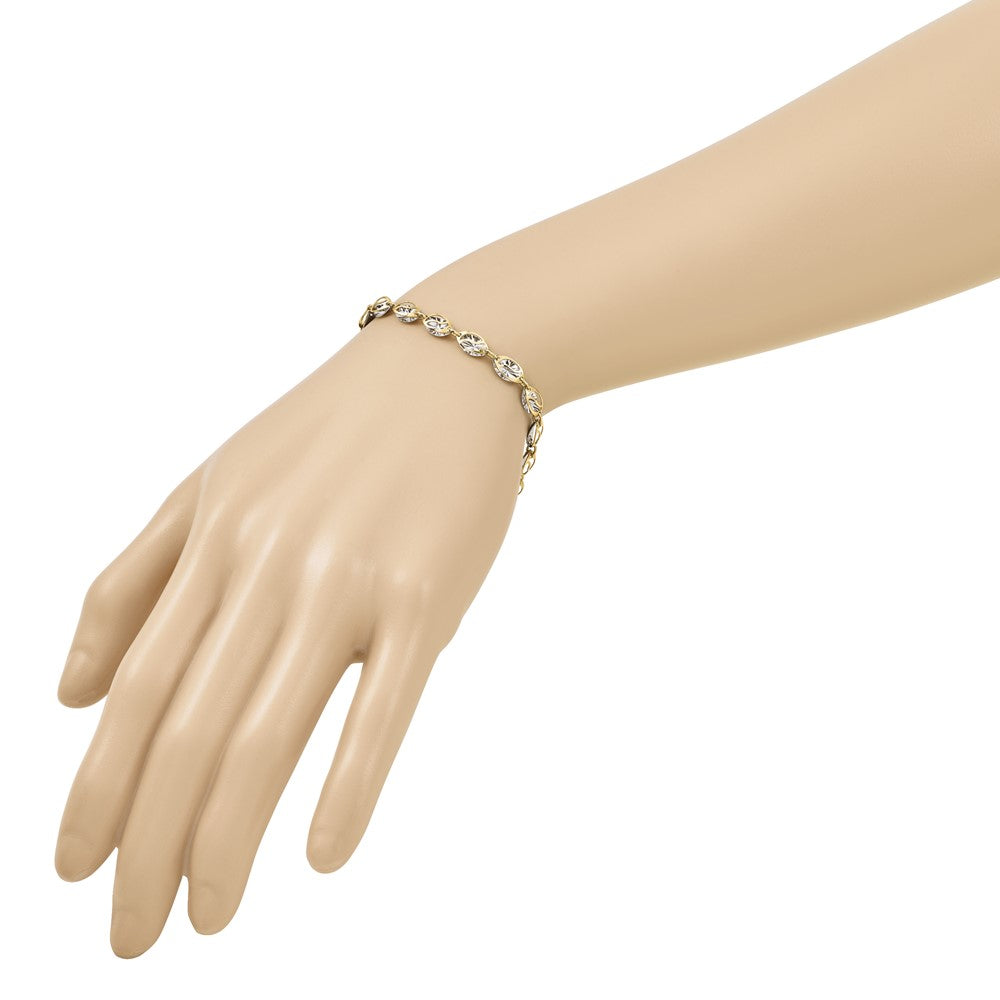 Leslie's 14K w/White Rhodium Polished and D/C Bracelet - Product Photo