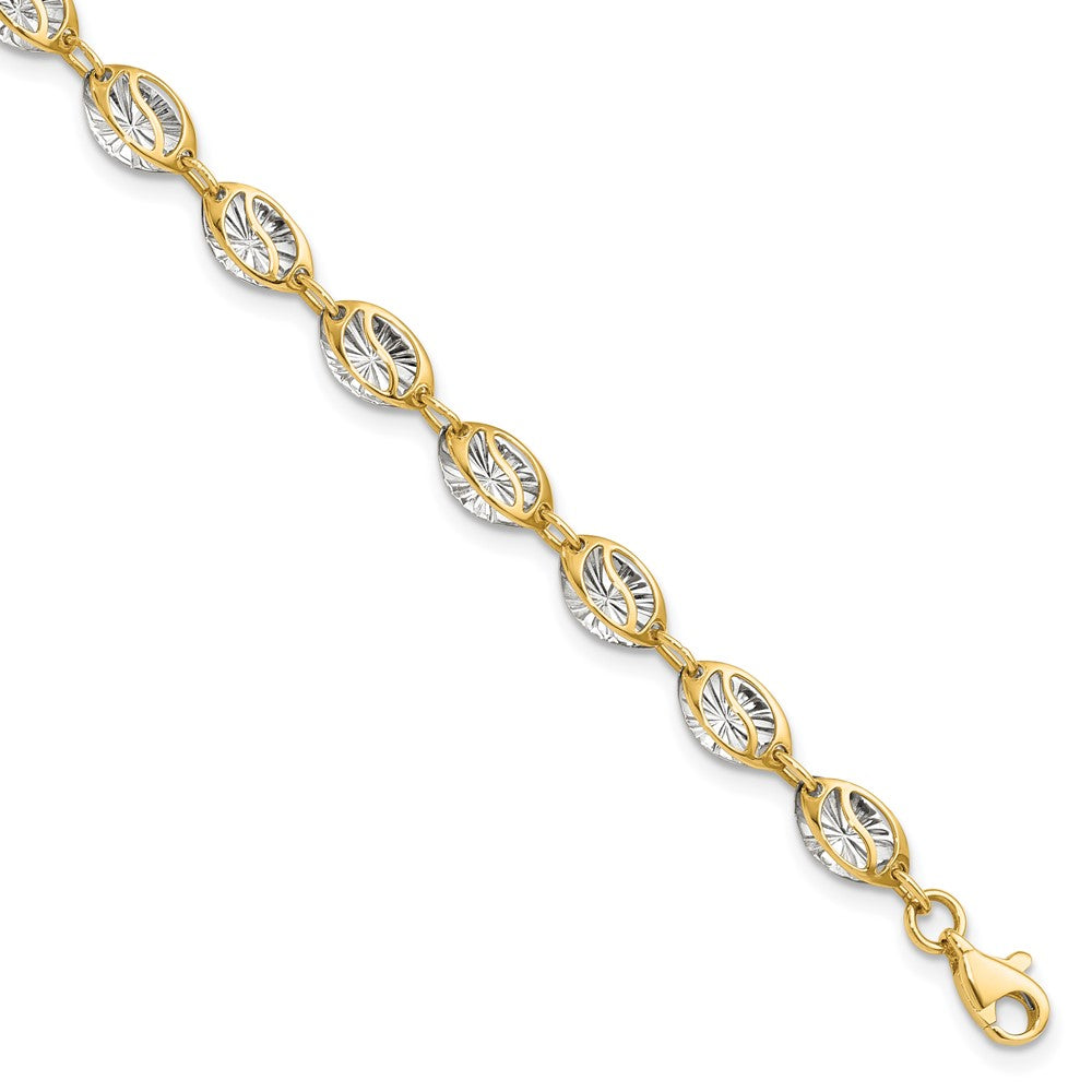 Leslie's 14K w/White Rhodium Polished and D/C Bracelet - Product Photo