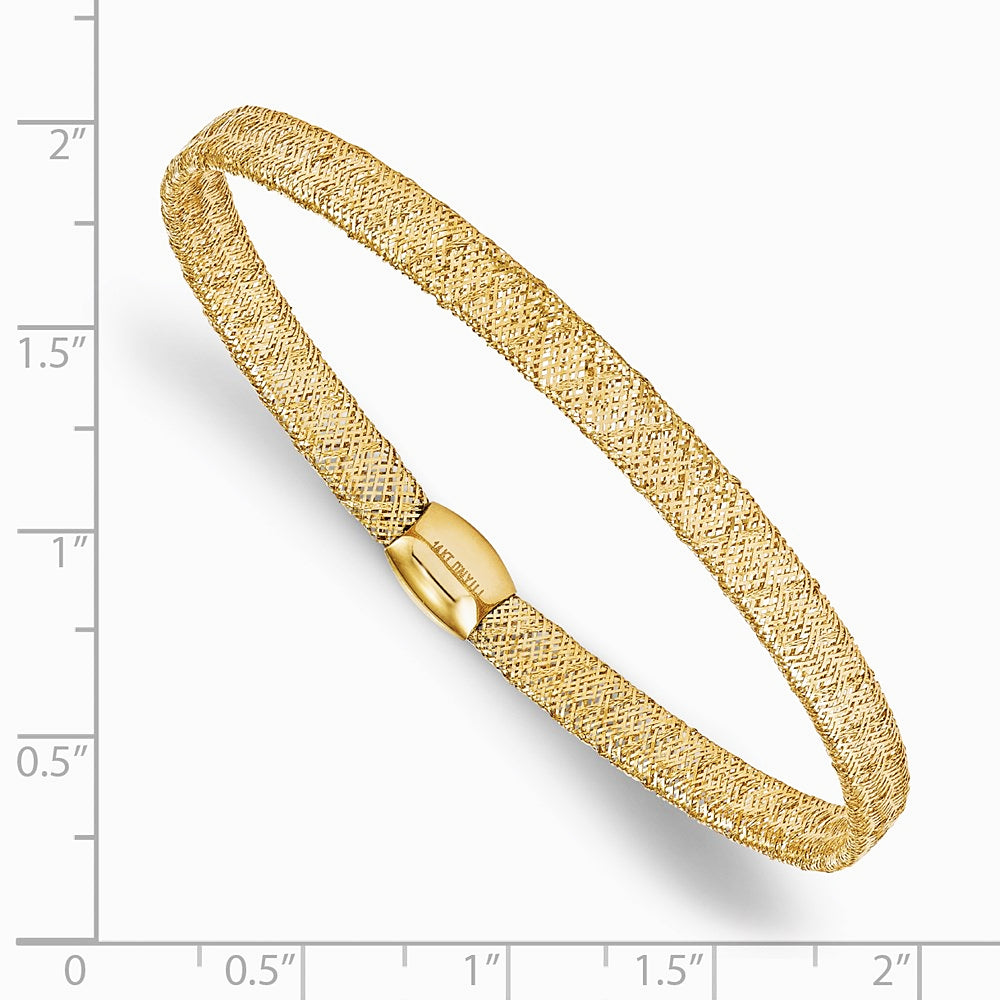 14K Yellow Gold Fancy Stretch Bangle Bracelet - Product Photo
