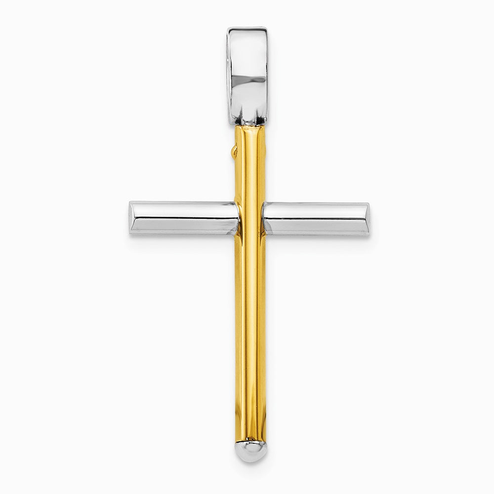 14K Two-tone Polished Cross Pendant