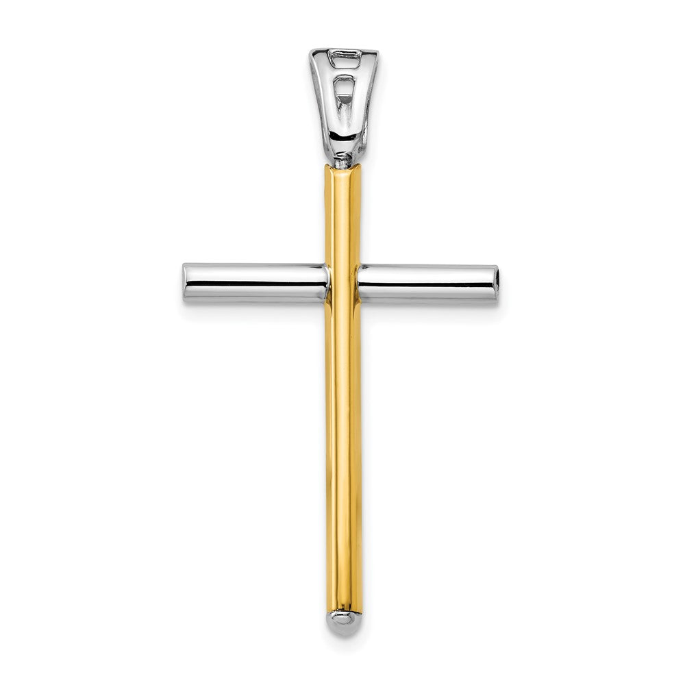 14K Two-Tone Gold Polished Cross Pendant