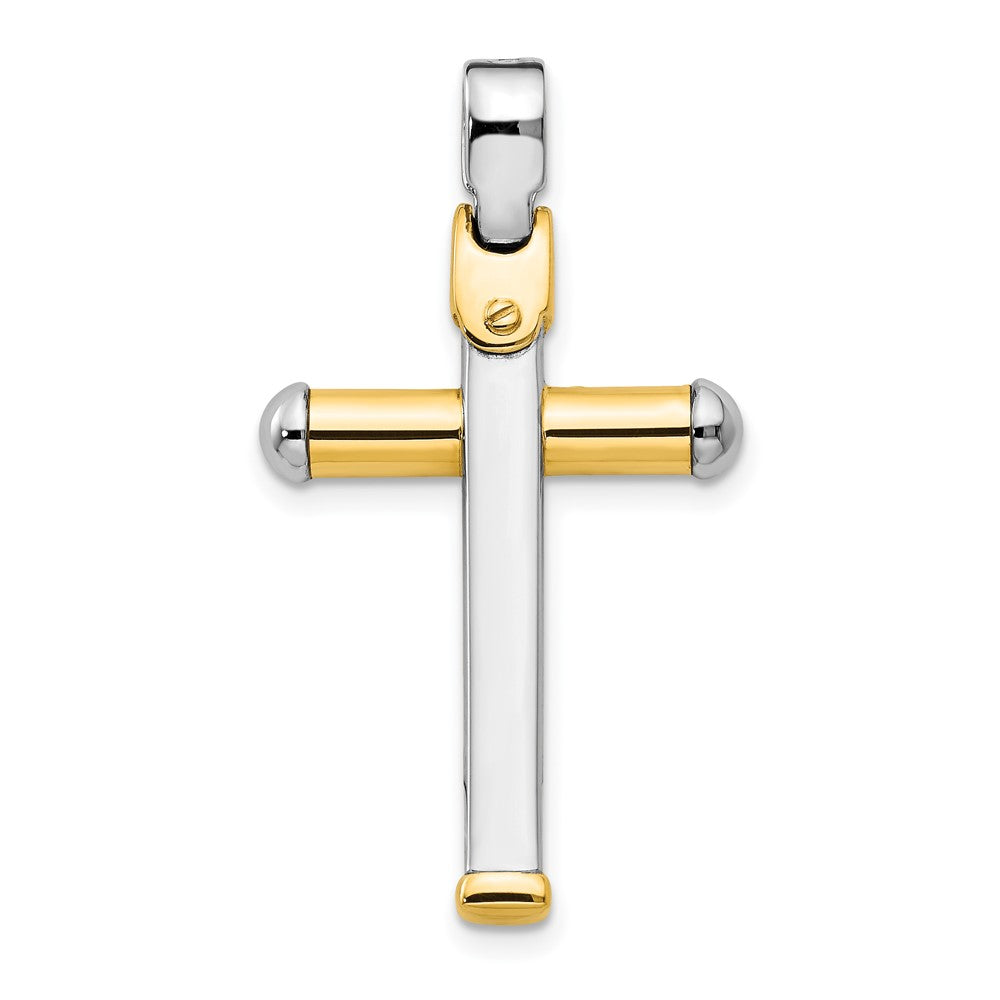 14K Two-Tone Gold Polished Cross Pendant
