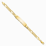 14K Yellow Gold Flat Figaro Link ID Bracelet - Product Photo