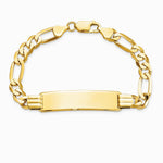 14K Yellow Gold Flat Figaro Link ID Bracelet - Product Photo