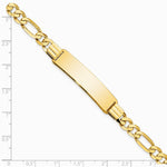 14K Yellow Gold Flat Figaro Link ID Bracelet - Product Photo