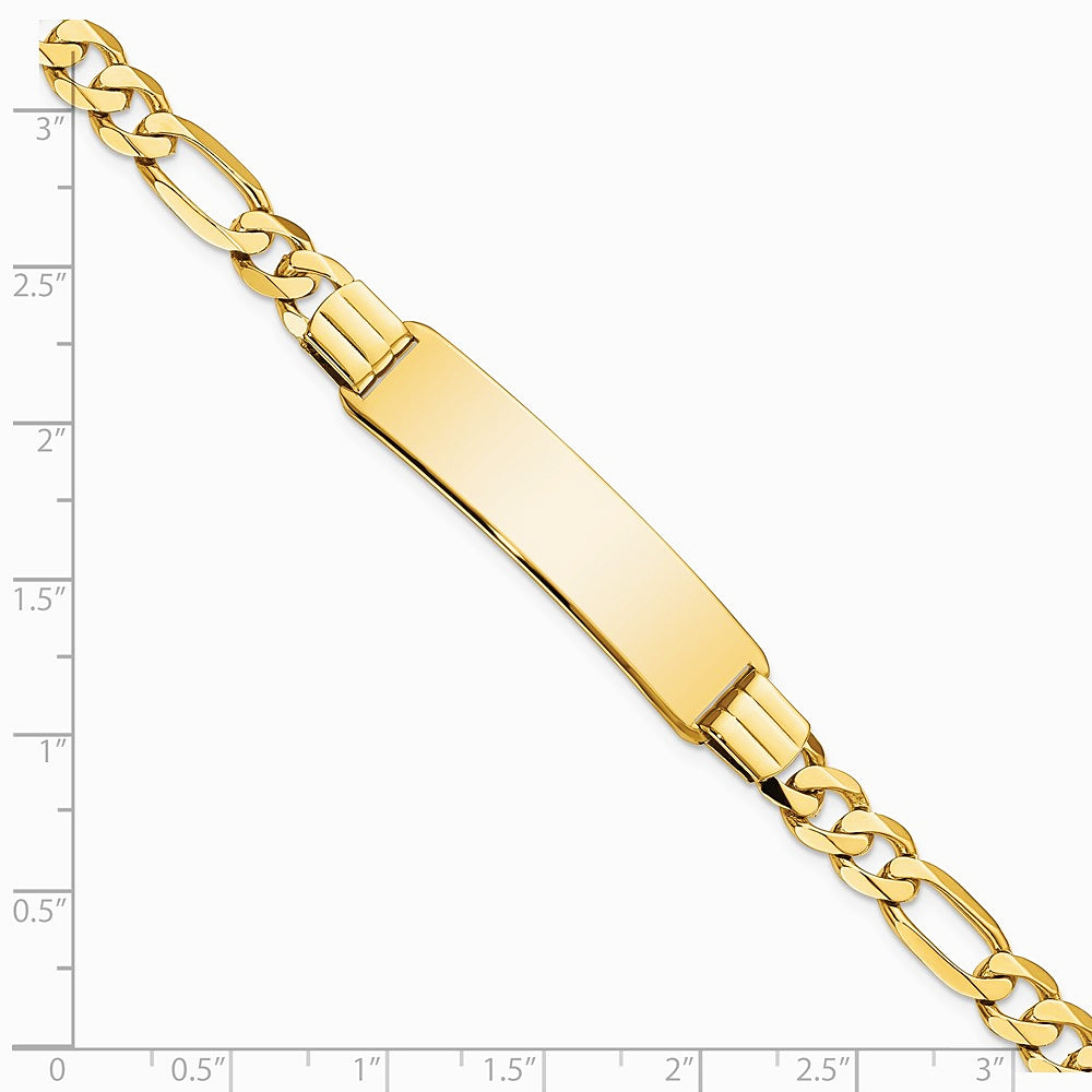 14K Yellow Gold Flat Figaro Link ID Bracelet - Product Photo