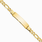 14K Yellow Gold Flat Figaro Link ID Bracelet - Product Photo
