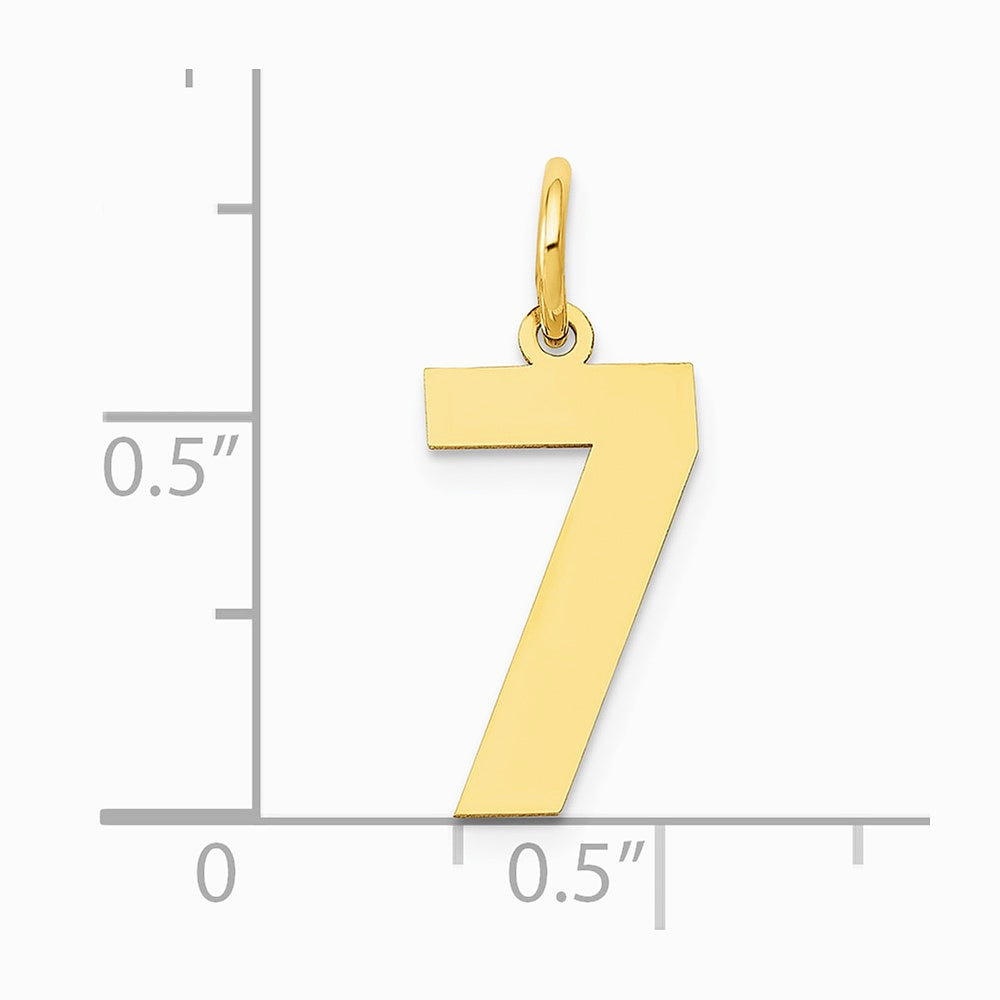 14K Yellow Gold Medium Polished Number 7 Charm - Product Photo