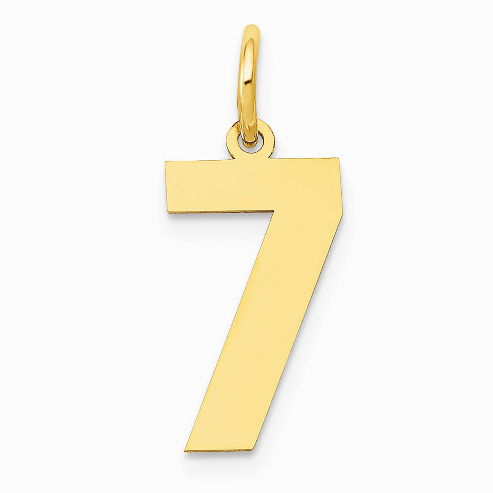 14K Yellow Gold Medium Polished Number 7 Charm - Product Photo