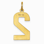 10K / 14K Yellow Gold 10ky Casted Large Diamond Cut Number 2 Charm - Product Photo