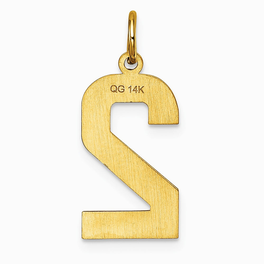 10K / 14K Yellow Gold 10ky Casted Large Diamond Cut Number 2 Charm - Product Photo