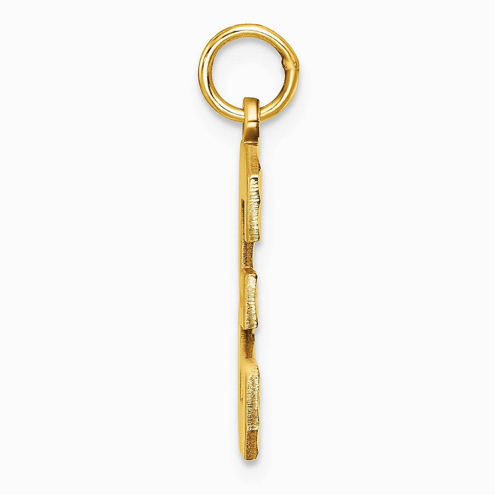 10K / 14K Yellow Gold 10ky Casted Large Diamond Cut Number 3 Charm - Product Photo