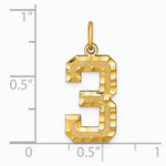 10K / 14K Yellow Gold 10ky Casted Large Diamond Cut Number 3 Charm - Product Photo