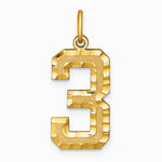 10K / 14K Yellow Gold 10ky Casted Large Diamond Cut Number 3 Charm - Product Photo