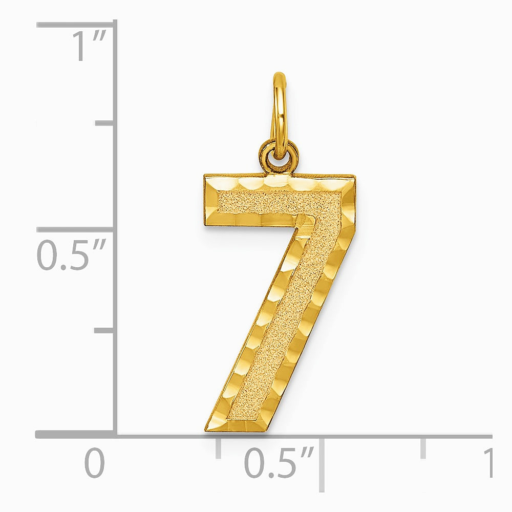 10K / 14K Yellow Gold 10ky Casted Large Diamond Cut Number 7 Charm - Product Photo