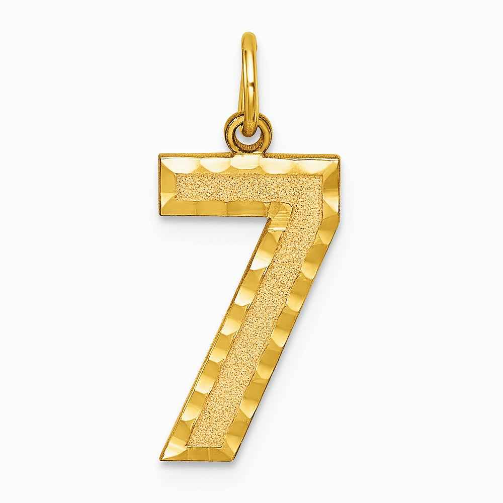 10K / 14K Yellow Gold 10ky Casted Large Diamond Cut Number 7 Charm - Product Photo