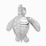 Sterling Silver Rhodium-plated Polished and Textured Sea Turtle Slide - Product Photo