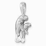 Sterling Silver Rhodium-plated Polished Manatee And Baby Pendant - Product Photo