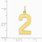 10K / 14K Yellow Gold Large Polished Number 2 Charm - Product Photo