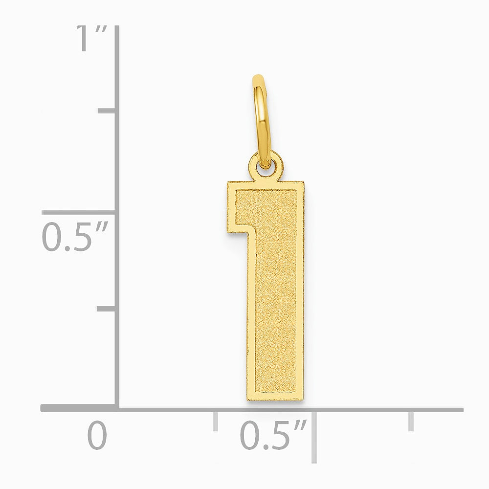 10K / 14K Yellow Gold Medium Satin Number 1 Charm - Product Photo