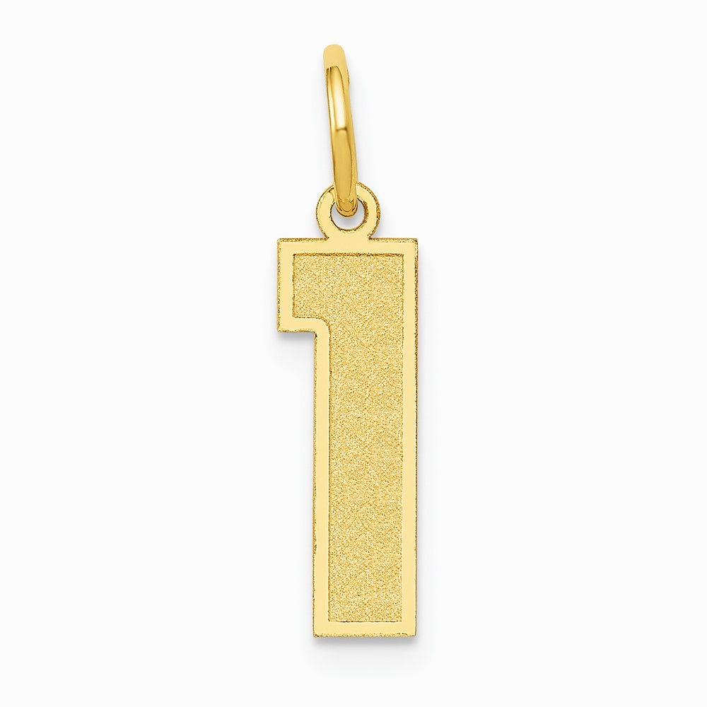 10K / 14K Yellow Gold Medium Satin Number 1 Charm - Product Photo