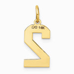 10K / 14K Yellow Gold Medium Satin Number 2 Charm - Product Photo