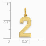 10K / 14K Yellow Gold Medium Satin Number 2 Charm - Product Photo