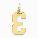 10K / 14K Yellow Gold Medium Satin Number 3 Charm - Product Photo