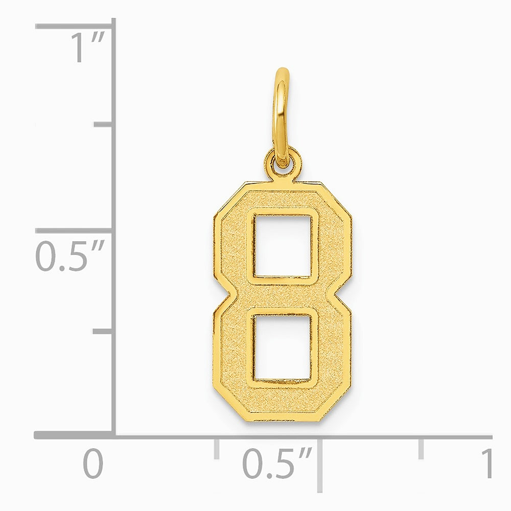 10K / 14K Yellow Gold Medium Satin Number 8 Charm - Product Photo