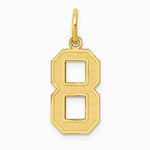 10K / 14K Yellow Gold Medium Satin Number 8 Charm - Product Photo