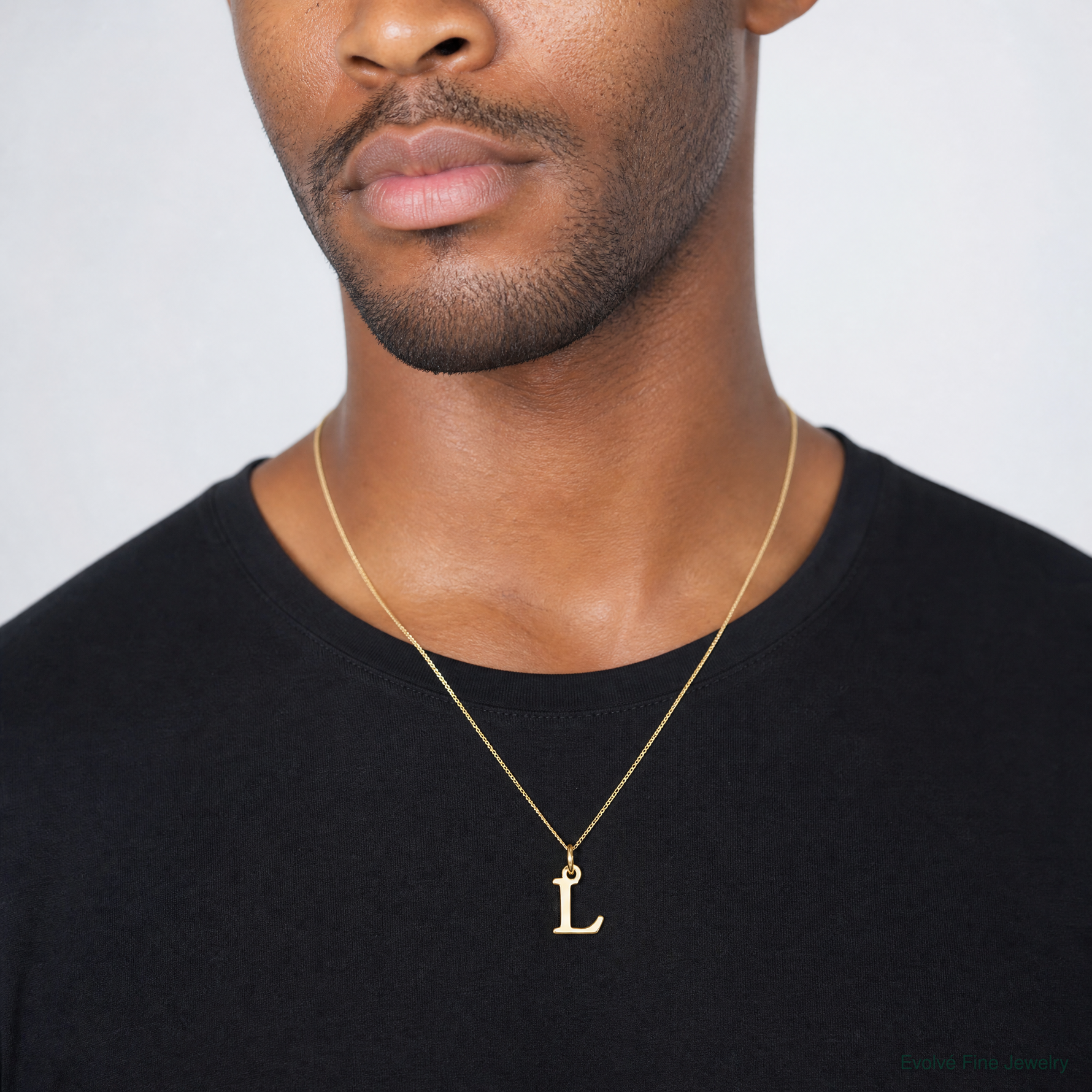 14ky Cutout Letter L Initial Pendant - Model Shot