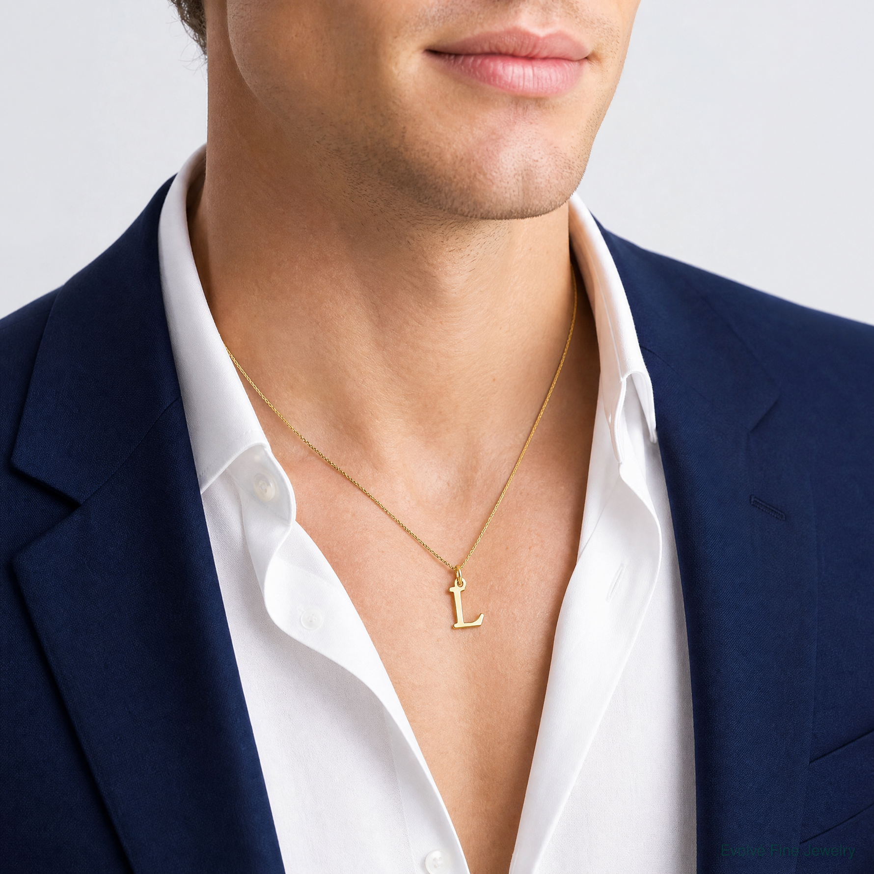 14ky Cutout Letter L Initial Pendant - Model Shot