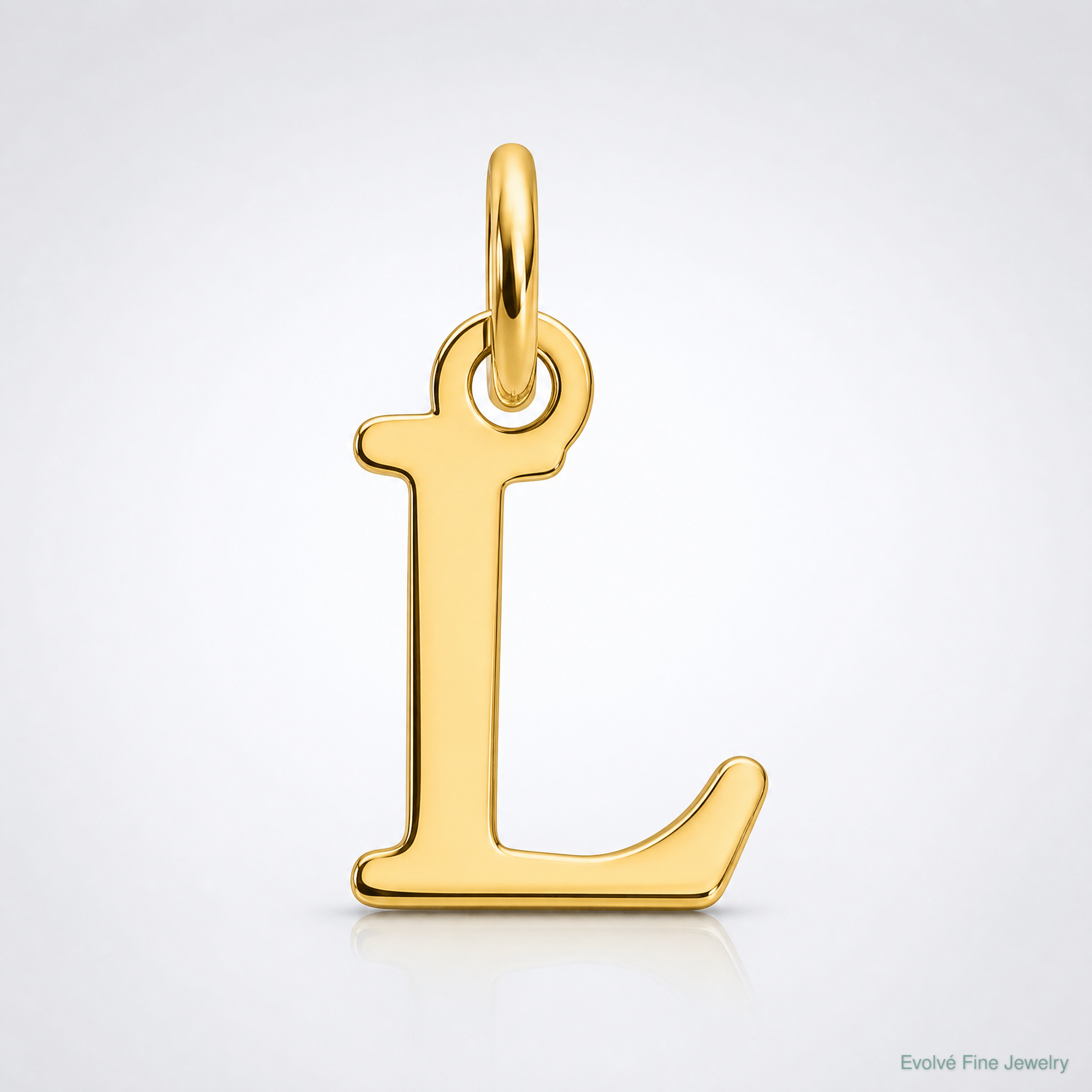 14ky Cutout Letter L Initial Pendant - Lifestyle View