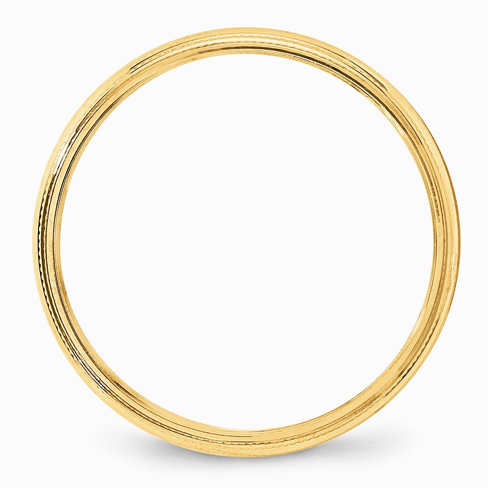 14K Yellow Gold 14KY 4mm Milgrain Half Round Band Size 10 - Product Photo