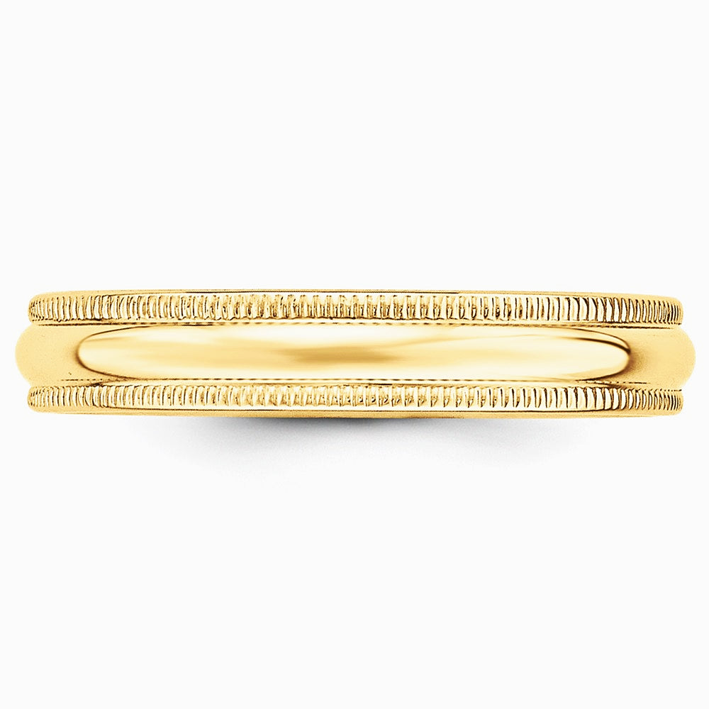 14K Yellow Gold 14KY 4mm Milgrain Half Round Band Size 10 - Product Photo