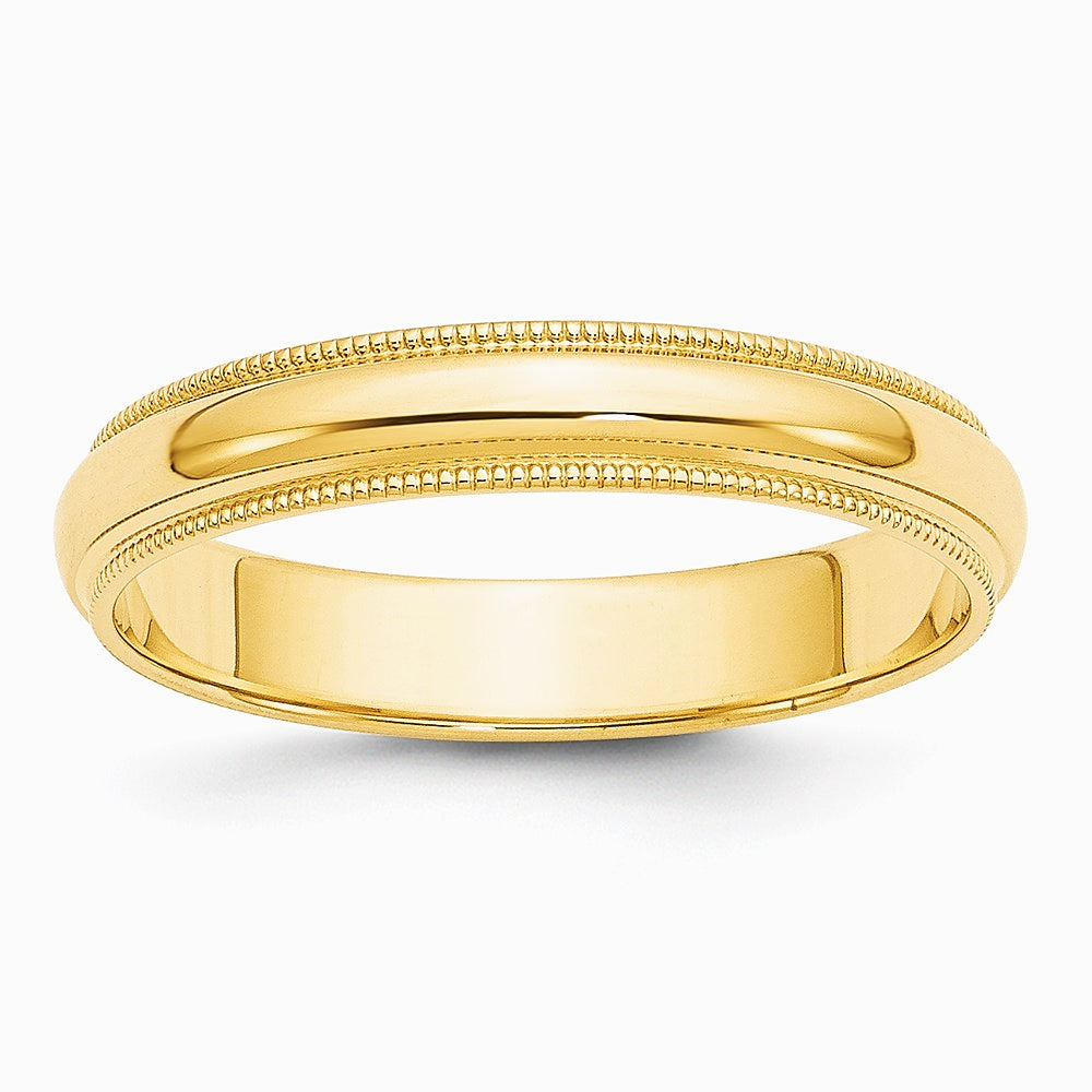 14K Yellow Gold 14KY 4mm Milgrain Half Round Band