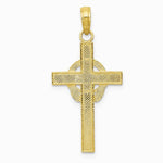 10K / 14K Yellow Gold Polished Claddagh Cross Pendant - Product Photo